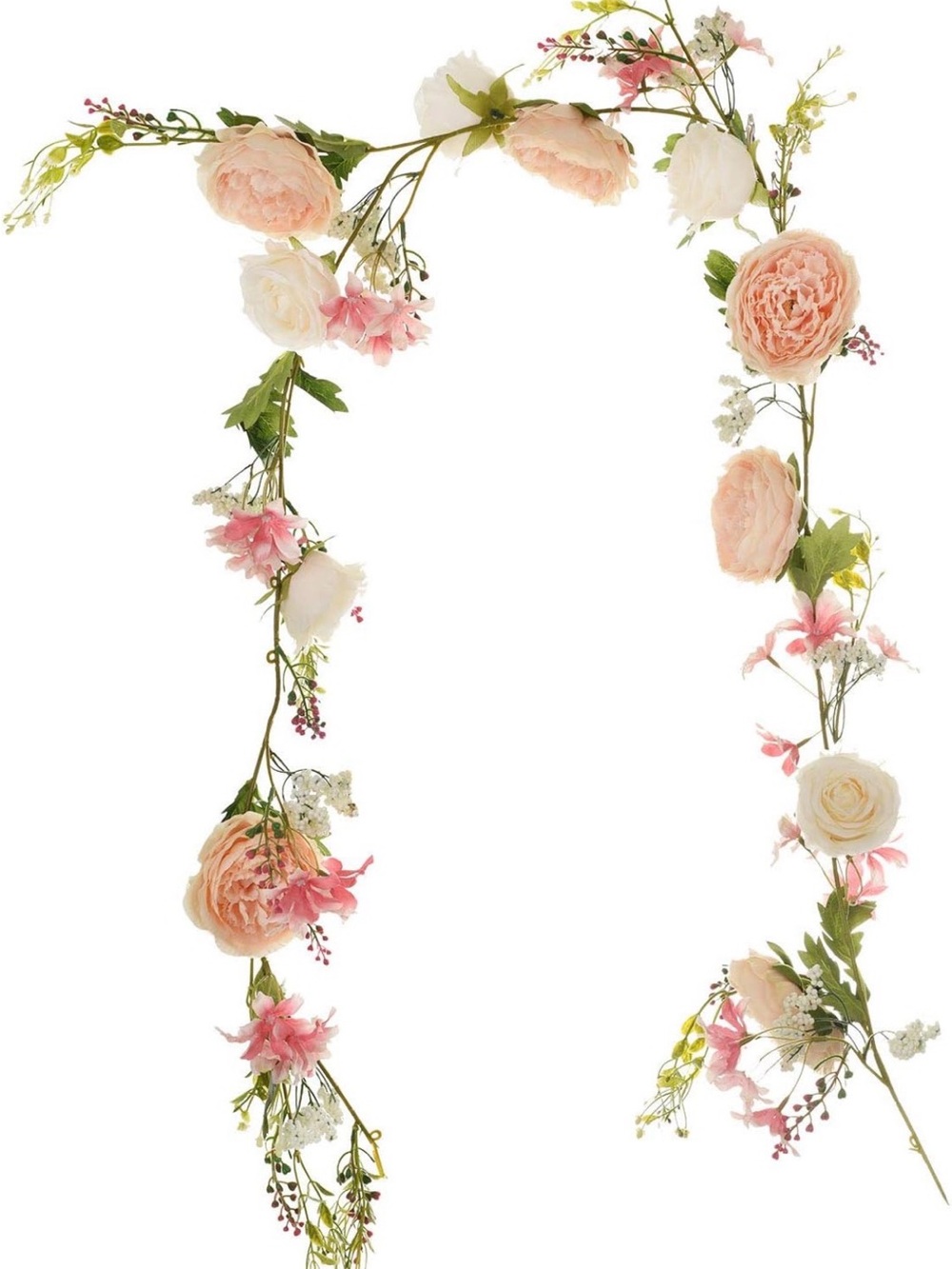 NIB Champagne Variety Peach and Pink Floral Garland - Wedding,Shower Arch 2 Pack